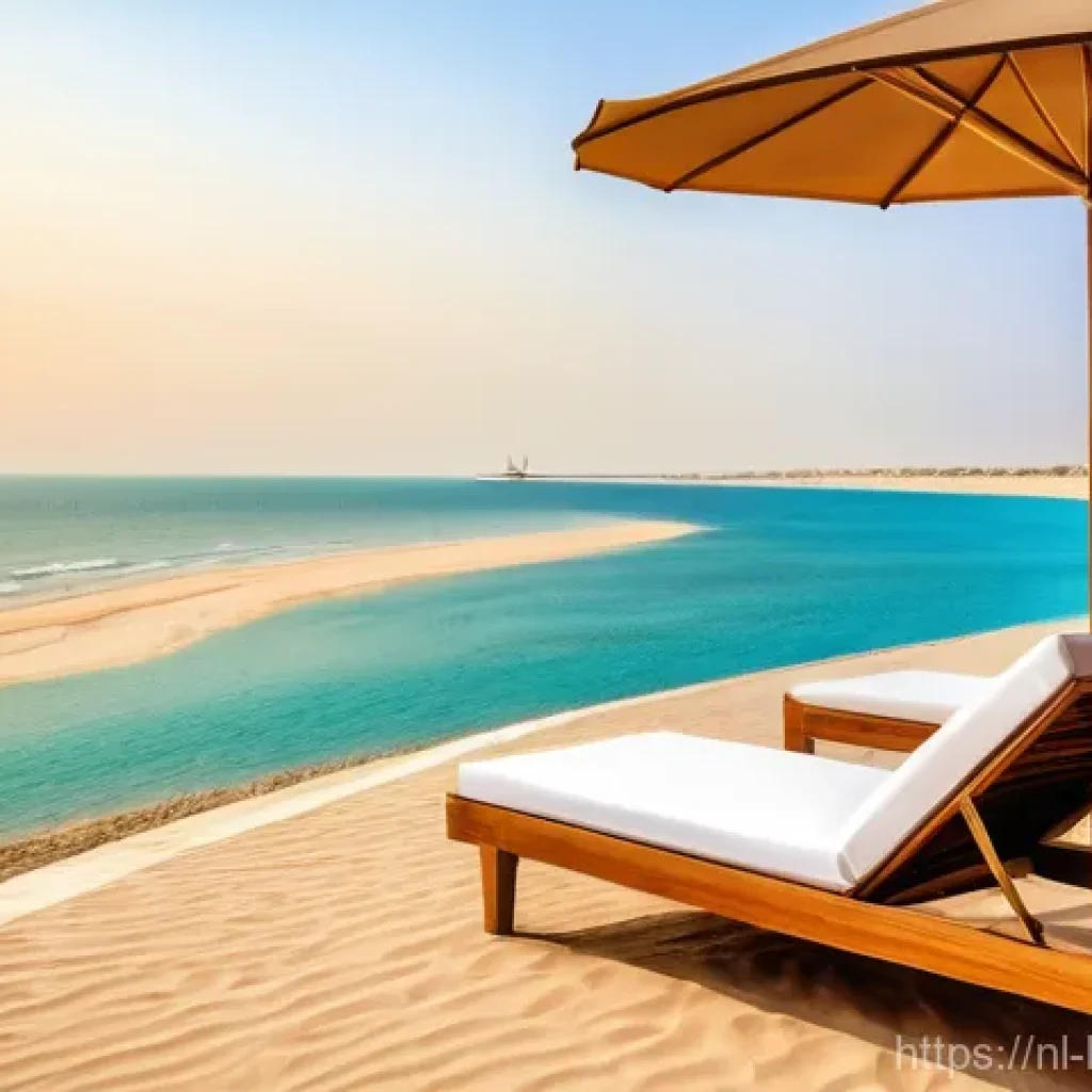 쿠웨이트 해변 관광지 - **A Luxurious Private Beach Retreat in Kuwait:**
    An idyllic scene capturing the essence of a ser...