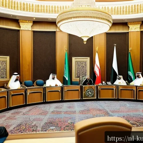 쿠웨이트와 사우디 관계 비교 - A detailed political illustration contrasting Kuwait’s constitutional emirate system and Saudi Arabi...