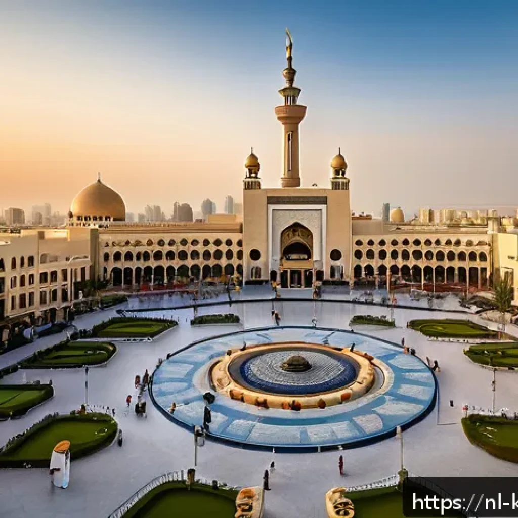 쿠웨이트 달전광장 방문 팁 - A panoramic view of Freedom Square in Kuwait City at golden hour, showcasing the blend of traditiona...